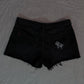 women's double crossed denim shorts