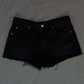 women's double crossed denim shorts