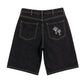 double crossed denim shorts